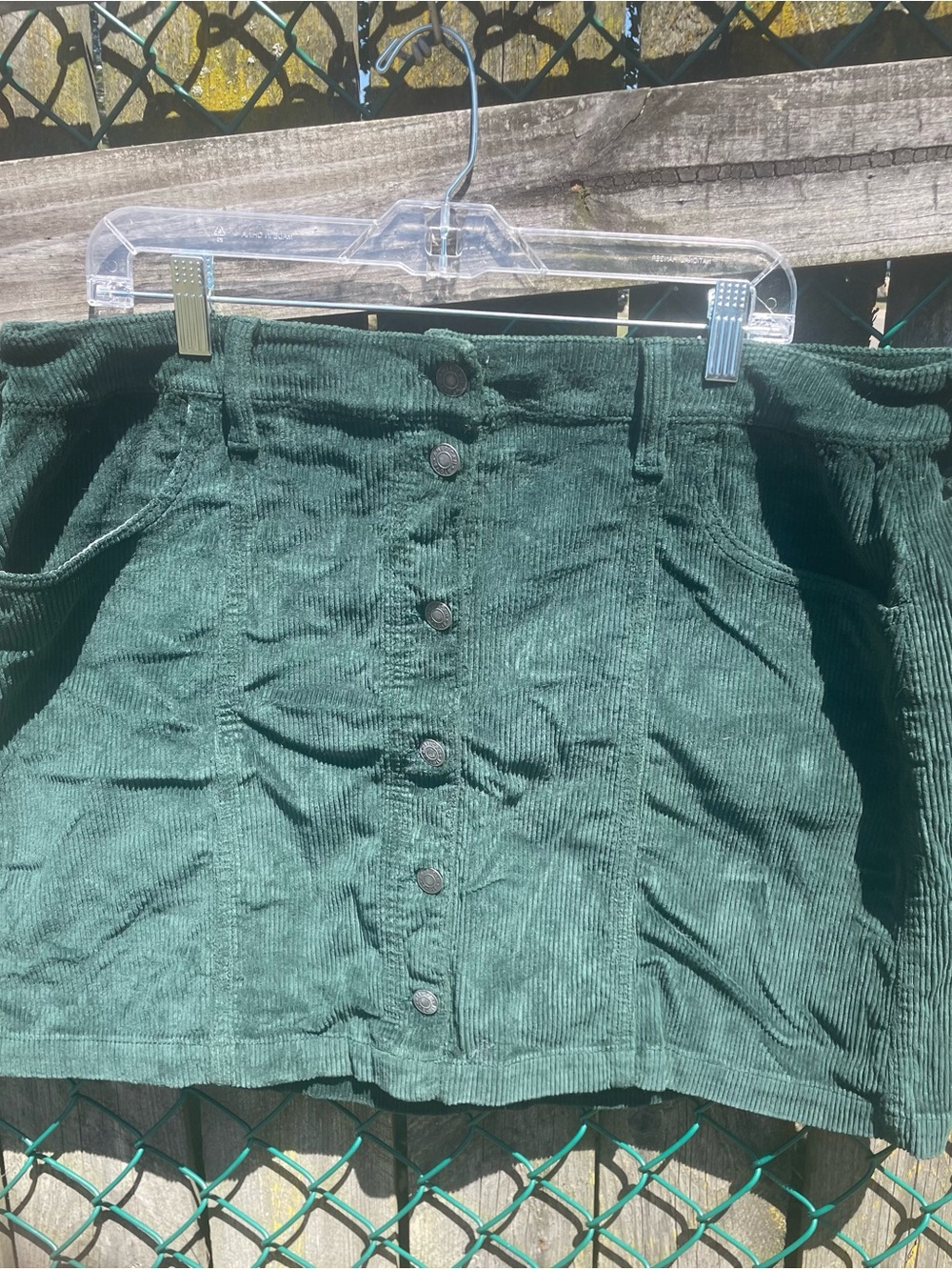 American Eagle Outfitters Forest Green Corduroy Button-Front Mini Skirt
